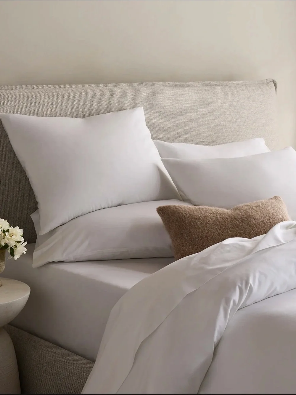 Quince Organic Cotton Crisp Percale Duvet Cover Full/Queen in White 1323